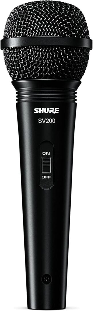 Shure SV200-W Microfone vocal cardioide dinâmico multiuso com grade esférica resistente a amassados, interruptor liga/desliga e cabo de 38 cm XLR para 0,64 cm Shure SV200-W Microfone vocal cardioide dinâmico multiuso com grade esférica resistente a amassados, interruptor liga/desliga e cabo de 38 cm XLR para 0,64 cm