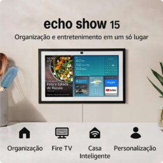 Echo Show 15 (Geração mais recente) | Smart display Full HD de 15,6” com Alexa, experiência Fire TV e controle remoto por voz, com Acesso Antecipado à Alexa+ Echo Show 15 (Geração mais recente) | Smart display Full HD de 15,6” com Alexa, experiência Fire TV e controle remoto por voz, com Acesso Antecipado à Alexa+