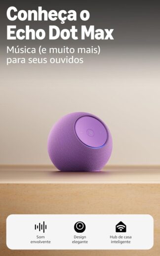Amazon Echo Dot Max (Geração mais recente), smart speaker com Alexa, som envolvente e hub de casa inteligente integrado, ideal para sua sala de estar, Cor Roxa, com Acesso Antecipado à Alexa+ Amazon Echo Dot Max (Geração mais recente), smart speaker com Alexa, som envolvente e hub de casa inteligente integrado, ideal para sua sala de estar, Cor Roxa, com Acesso Antecipado à Alexa+