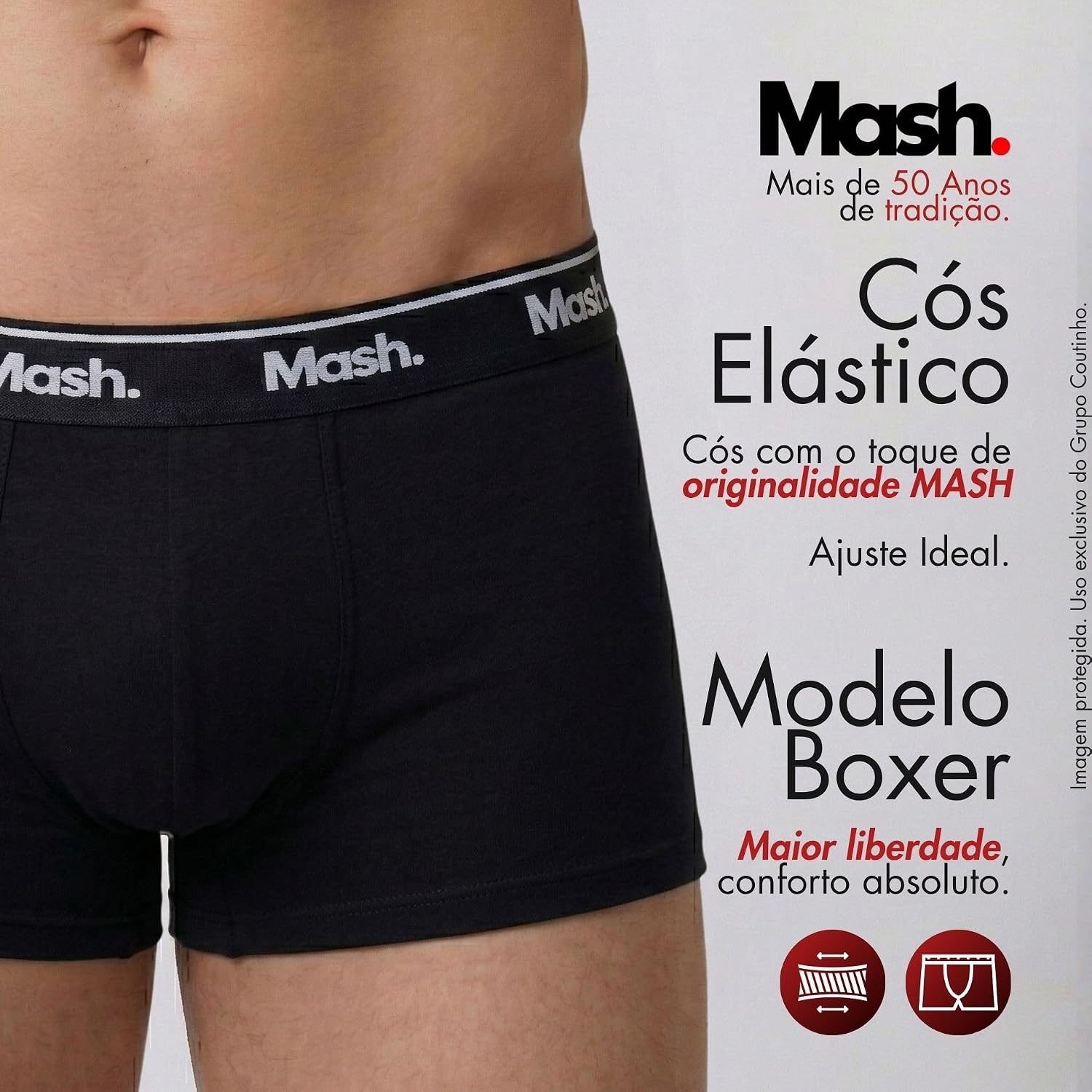 Kit 4 Cuecas Boxer Mash Algodão Cotton Respirável Masculina - Imagem 5