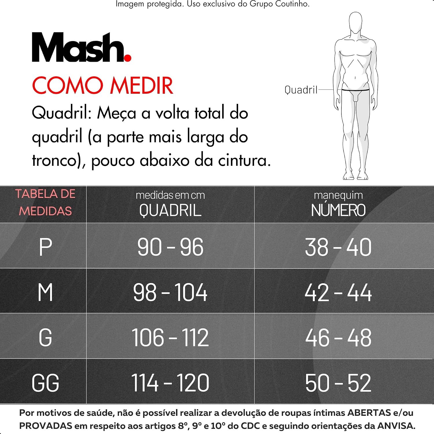 Kit 4 Cuecas Boxer Mash Algodão Cotton Respirável Masculina - Imagem 7