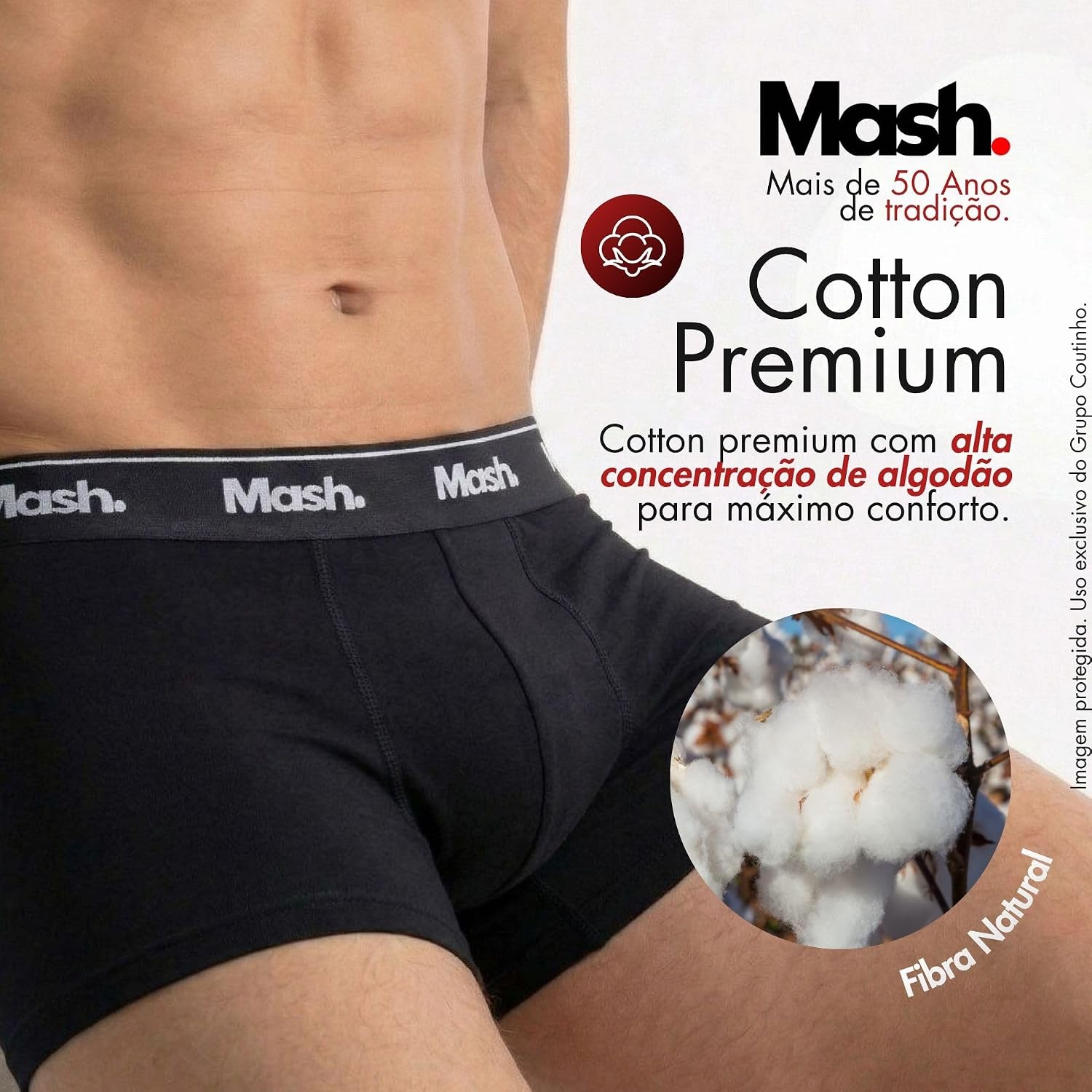 Kit 4 Cuecas Boxer Mash Algodão Cotton Respirável Masculina - Imagem 4