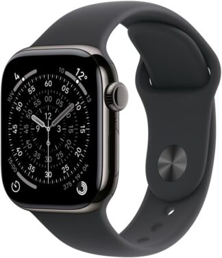 Apple Watch Series 11 GPS + Cellular, Caixa em titânio ardósia de 42 mm com Bracelete desportiva preta – M/G Apple Watch Series 11 GPS + Cellular, Caixa em titânio ardósia de 42 mm com Bracelete desportiva preta – M/G