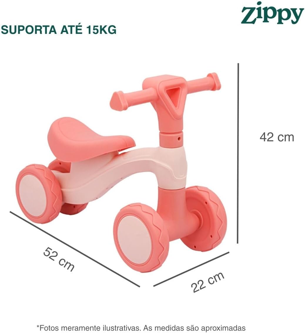 Bicicleta Andador Equilíbrio Sem Pedal 4 Roda Zippy Toys (Bege) - Imagem 7