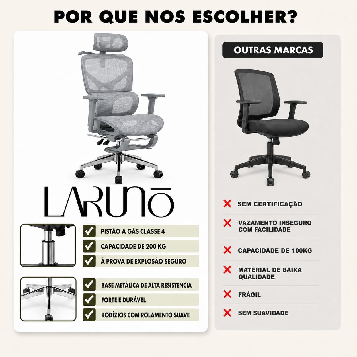 Cadeira de Escritório Ergonômica Soberano Cinza 200kg - Imagem 8