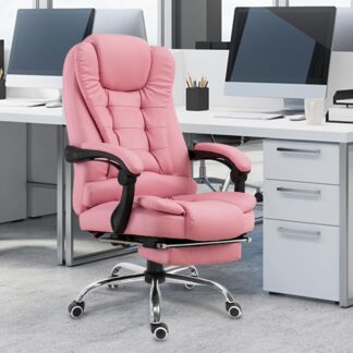 Cadeira De Escritório, Cadeira De Com Apoio Para Os Pés E Encosto Ajustável (Rosa) Cadeira De Escritório, Cadeira De Com Apoio Para Os Pés E Encosto Ajustável (Rosa)