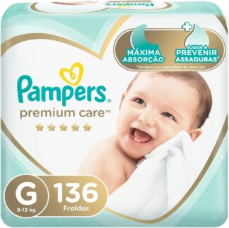 Fralda Pampers Premium Care Tamanho G 136 Unidades Fralda Pampers Premium Care Tamanho G 136 Unidades