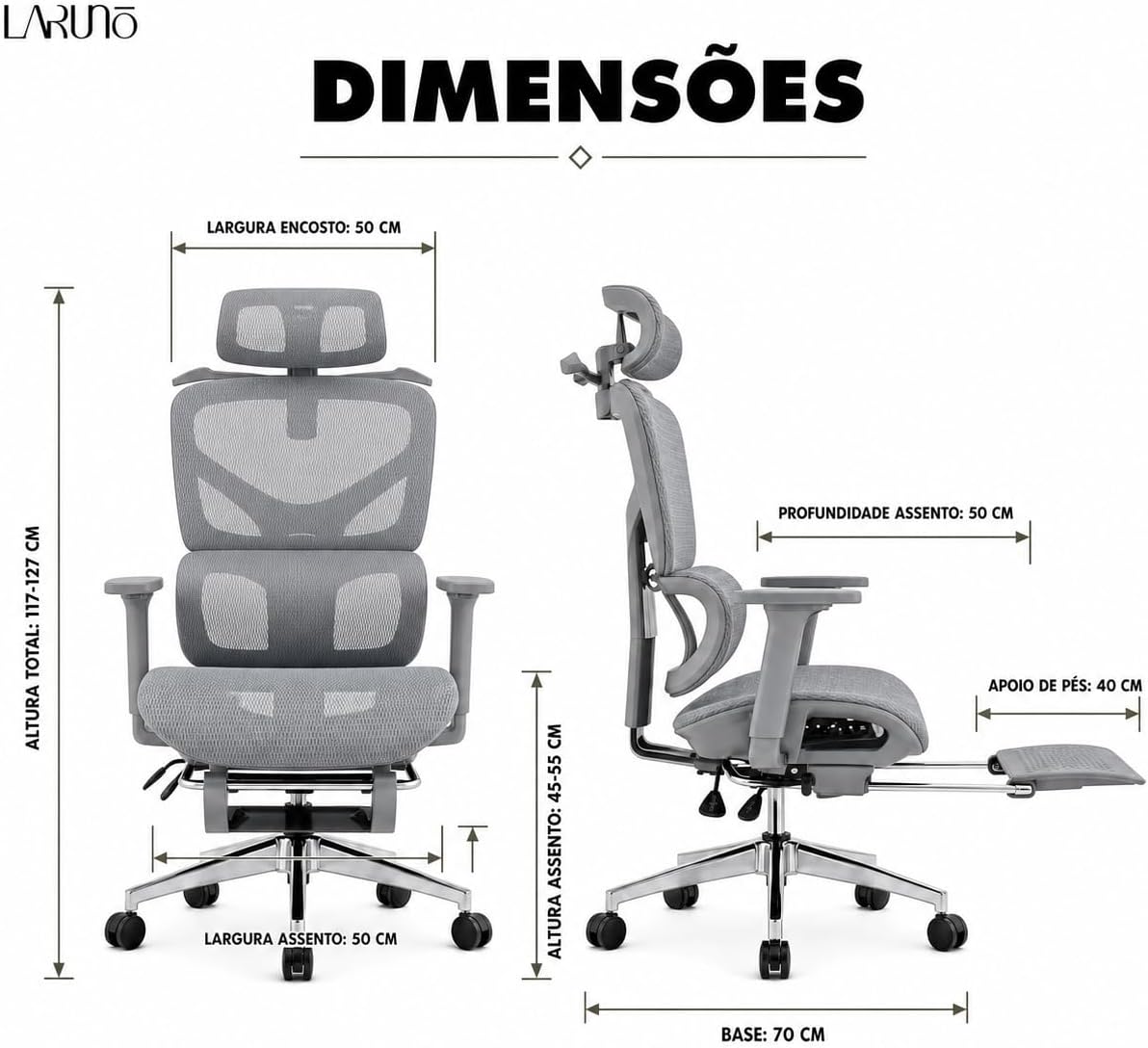Cadeira de Escritório Ergonômica Soberano Cinza 200kg - Imagem 2