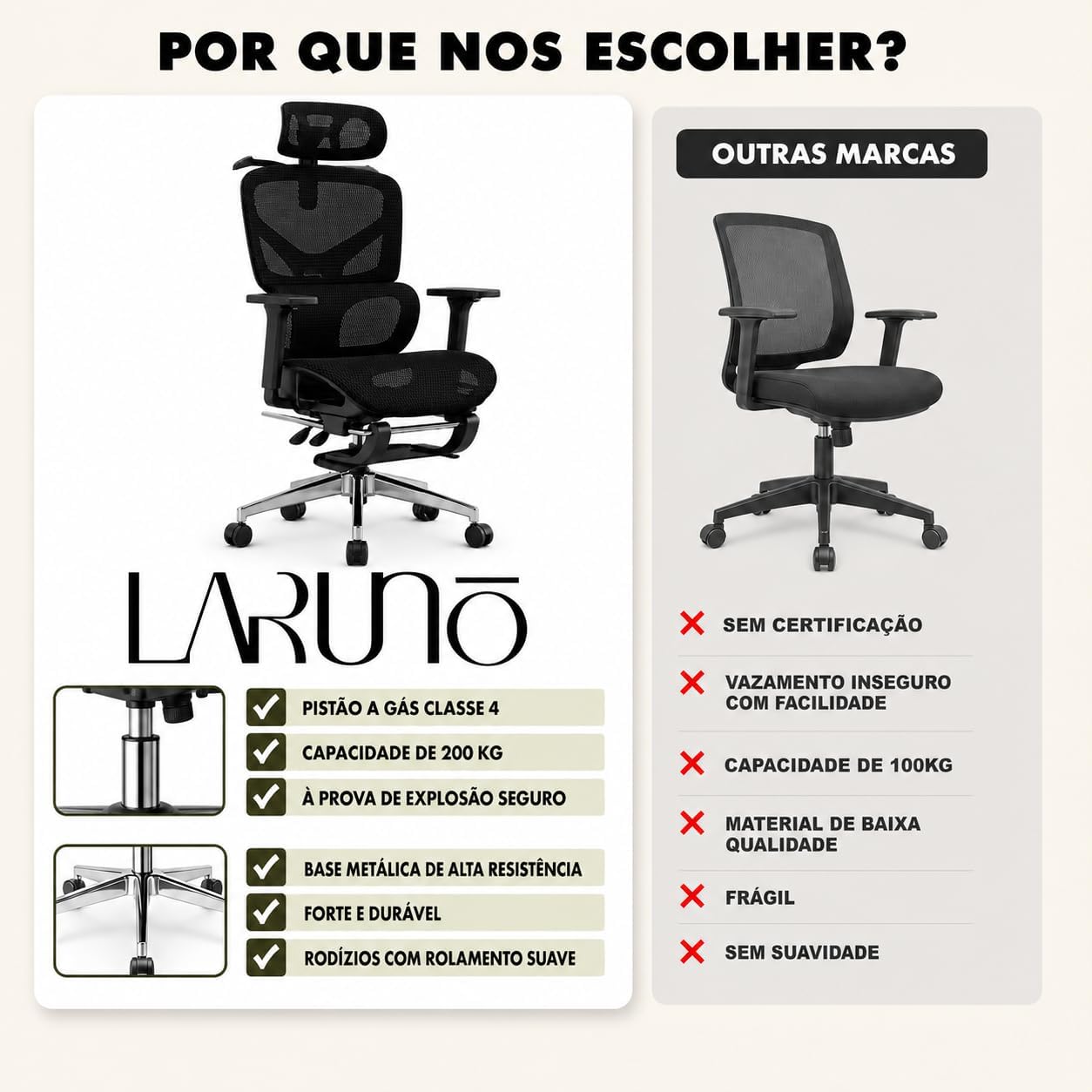 Cadeira de Escritório Ergonômica Soberano Preta 200kg - Imagem 8