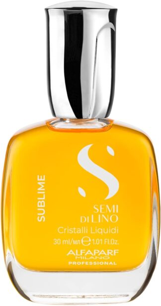 Alfaparf Milano Semi di Lino Sublime Cristalli Liquidi Óleo Capilar com Proteção Térmica – Tratamento de Sérum de Alisamento Finalizador Superior – Brilho Brilhante – Fórmula Vegana 30ml