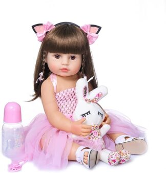 Bebê Reborn Boneca Menina 100% silicone pode dar banho criança presente Original Princesa 55CM