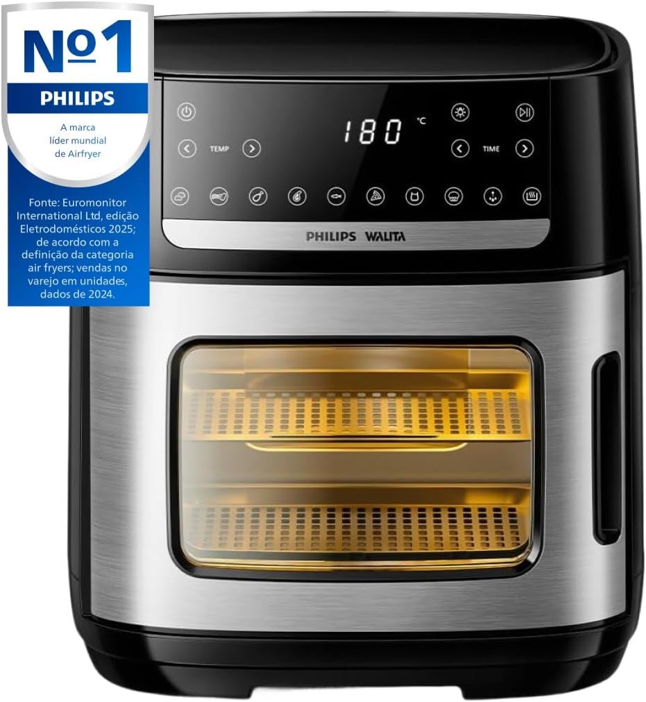 Philips Walita Fritadeira Airfryer Forno 12 Litros, Preta, 110V - Imagem 2