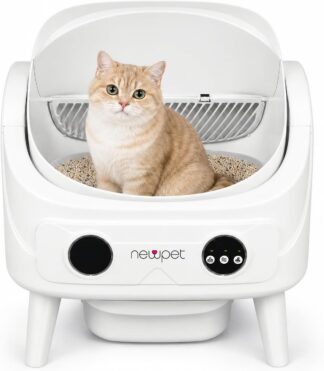 NEWPET Caixa de Areia Automática Autolimpante,Design Amplo e Aberto para um ou Vários Gatos,com Proteção de Segurança em Várias Camadas, Forro e Almofada (Branco) NEWPET Caixa de Areia Automática Autolimpante,Design Amplo e Aberto para um ou Vários Gatos,com Proteção de Segurança em Várias Camadas, Forro e Almofada (Branco)