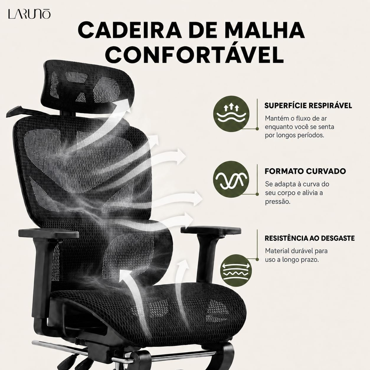 Cadeira de Escritório Ergonômica Soberano Preta 200kg - Imagem 6