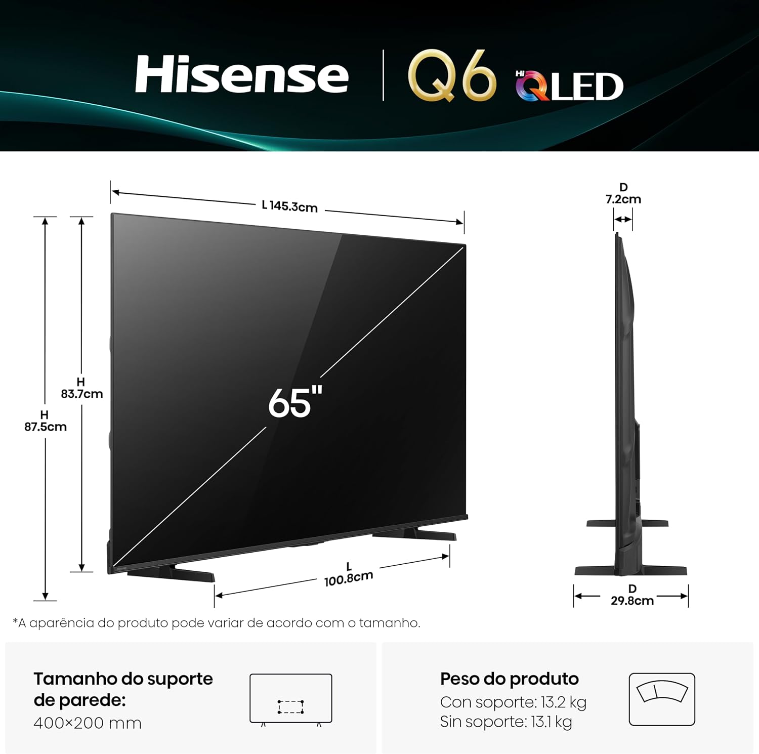 Hisense Smart TV UHD 4K HI-QLED 65" Polegadas 65Q6QV - Imagem 10