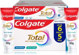 Colgate Total Whitening & Fresh Mint Creme Dental Clareador, 6x90g Colgate Total Whitening & Fresh Mint Creme Dental Clareador, 6x90g