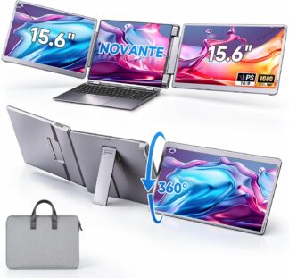 Monitor Duplo Portátil 15.6″ IPS FHD p/Windows/Mac, Cinza
