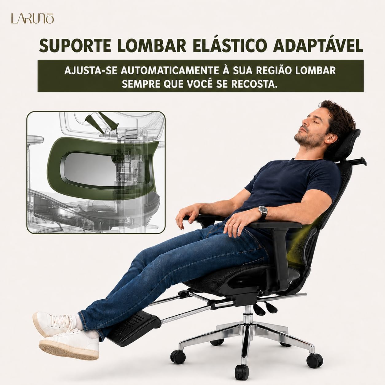 Cadeira de Escritório Ergonômica Soberano Preta 200kg - Imagem 5