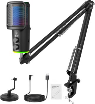 Microfone RGB,NEW USB Mic para PC/Notebook, com Arm, Condensador Mic, Aplicável Live, Podcast, Gravação de Audio, Karaoke, DJ, Gamer Youtuber Microfone RGB,NEW USB Mic para PC/Notebook, com Arm, Condensador Mic, Aplicável Live, Podcast, Gravação de Audio, Karaoke, DJ, Gamer Youtuber