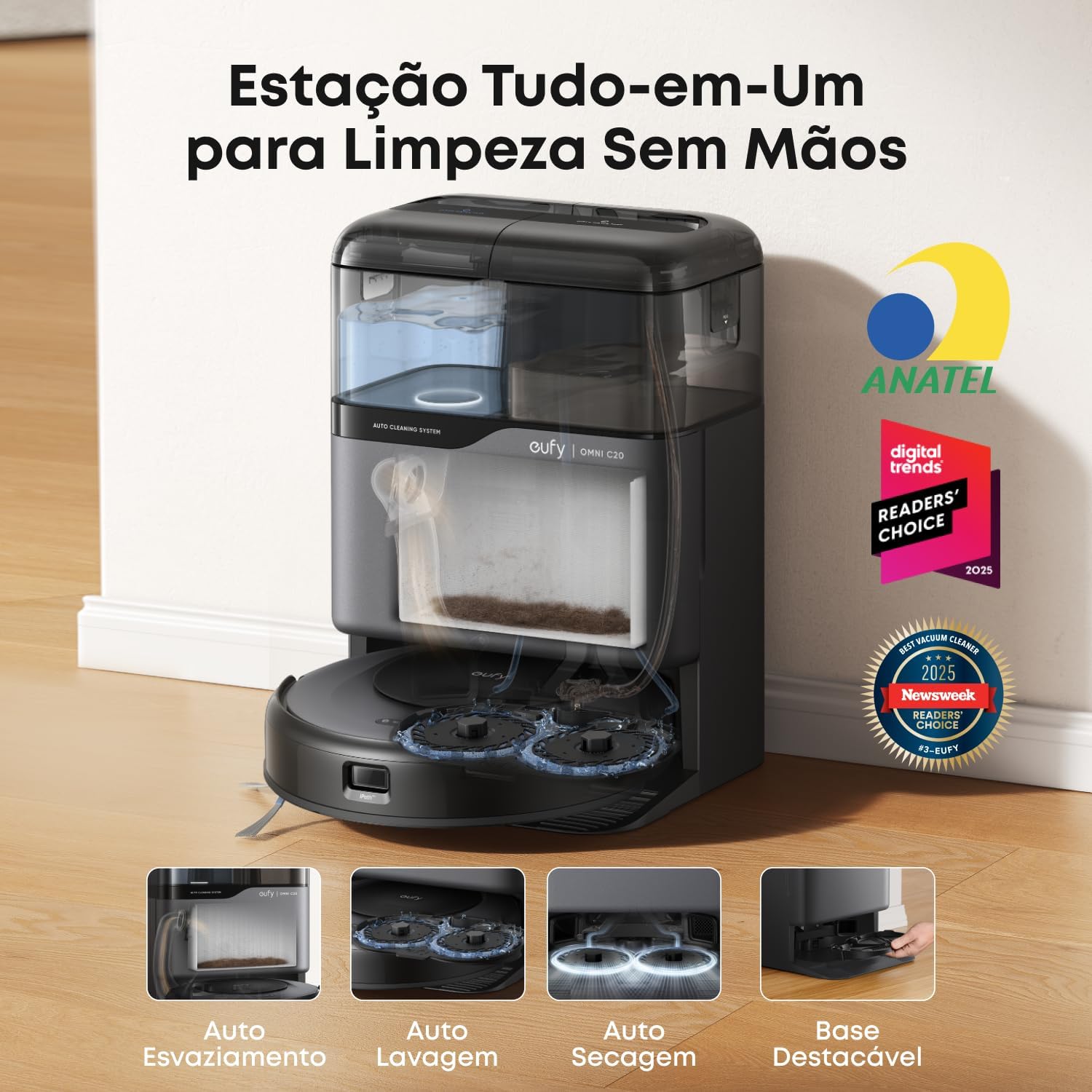 eufy C20 Omni Robô Aspirador e Passa Pano,Autolimpante,Navegação Laser,220V - Imagem 2