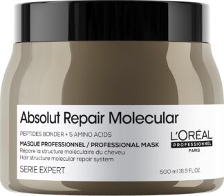 L’Oréal Professionnel Máscara Absolut Repair Molecular, Repara os Danos & Recupera a Força, Maciez & Desembaraço, Para cabelos danificados e muito danificados