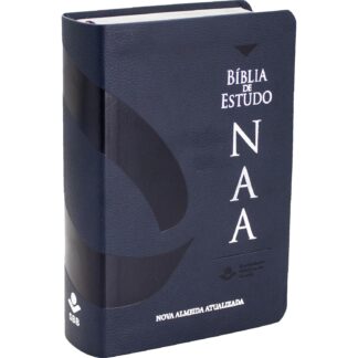 Bíblia Sagrada NAA de Estudo, Letra Regular, com mapa, Tamanho Grande, Capa Couro Sintético Azul: Nova Almeida Atualizada (NAA)