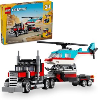 LEGO® Creator 3 em 1 – Caminhão Plataforma com Helicóptero Jogo de Carro Hot Rod 31146 LEGO® Creator 3 em 1 – Caminhão Plataforma com Helicóptero Jogo de Carro Hot Rod 31146
