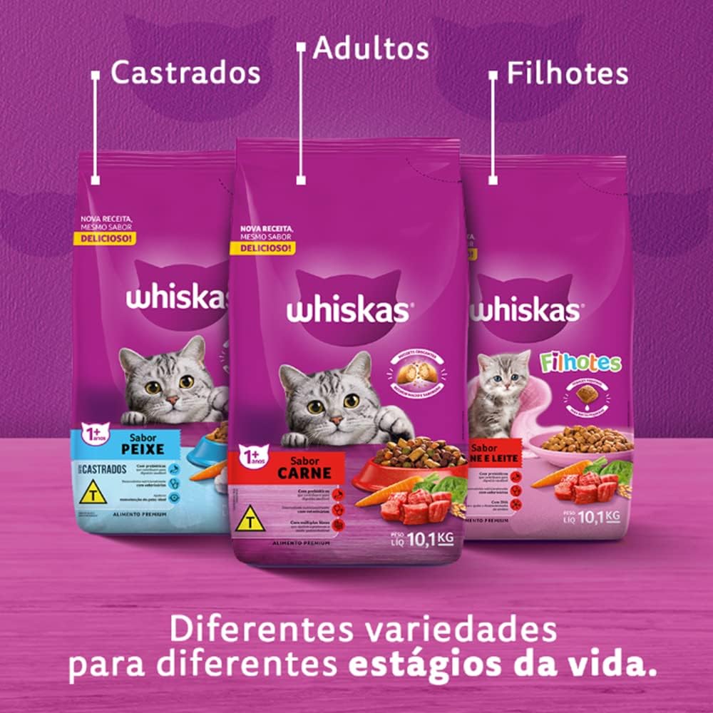 Ração Whiskas Carne Para Gatos Adultos 10,1 kg - Imagem 8