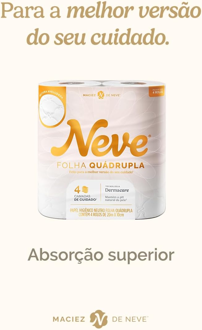 Neve Papel Higiênico Ultracomfort, Folha Quádrupla, 20m, 12 rolos - Imagem 2