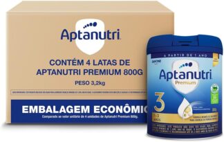 Kit Aptanutri Premium 3 Fórmula Infantil em Pó para Crianças a partir de 1 Ano, Contém Leite – 800 g (Kit com 4 Unidades) Kit Aptanutri Premium 3 Fórmula Infantil em Pó para Crianças a partir de 1 Ano, Contém Leite – 800 g (Kit com 4 Unidades)
