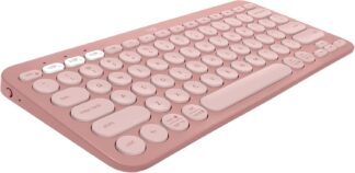 Teclado sem fio Logitech Pebble Keys 2 K380s com Conexão Bluetooth Easy-Switch e Pilha Inclusa – Compatível com PC, Mac, Chrome OS, Android, iOS e Apple TV, Layout US – Rosa