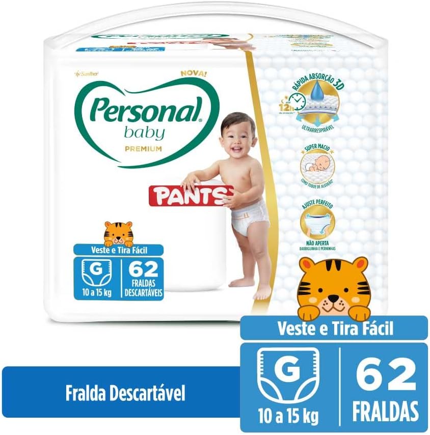 Personal Fralda Baby Premium Pants G, 62 Unidades - Imagem 6