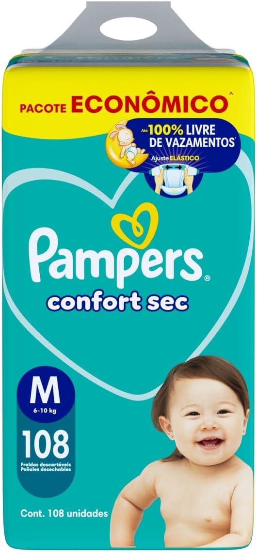 Fralda Pampers Confort Sec Tamanho M, 108 Unidades - Imagem 8