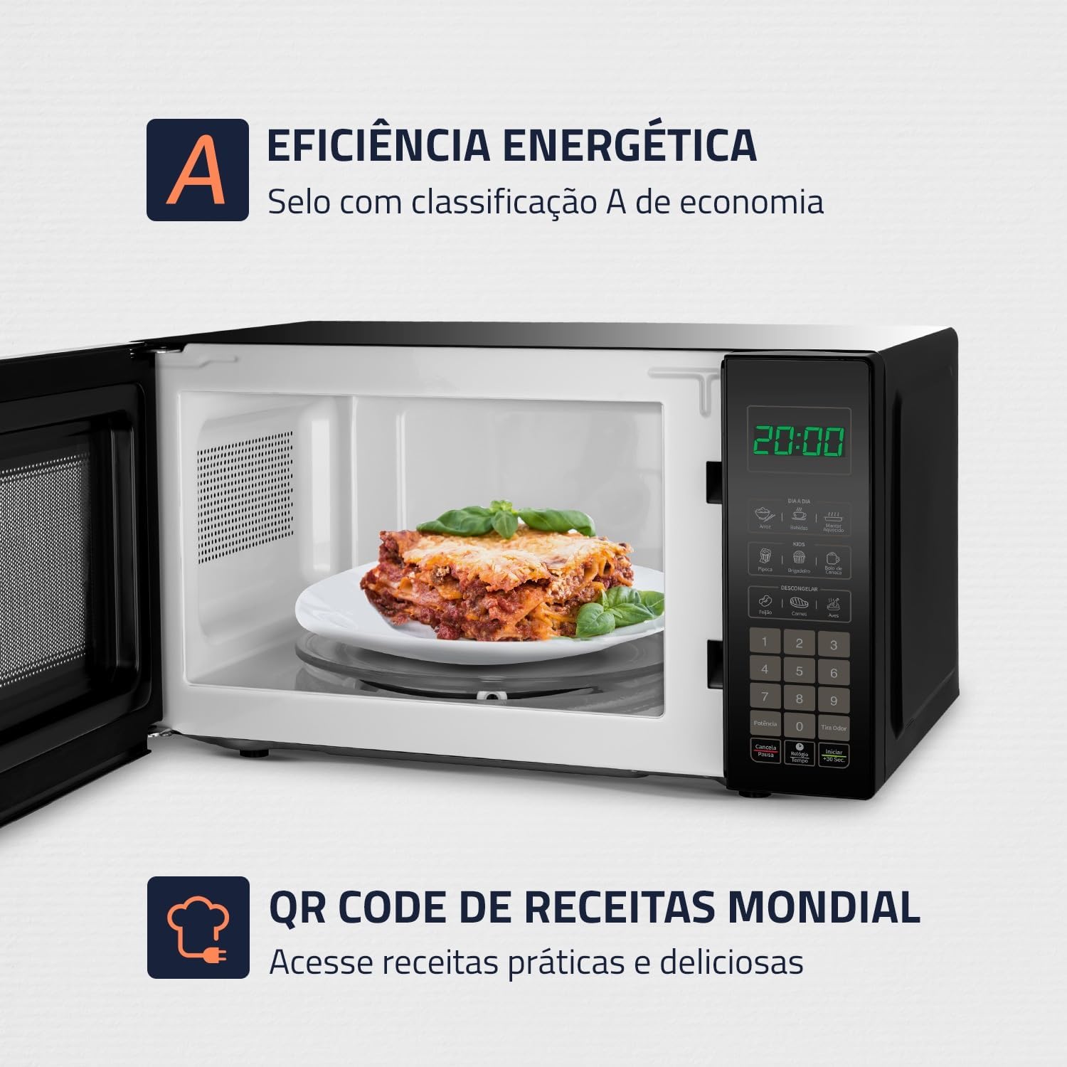 MONDIAL Micro-Ondas, Preto, 1200W, 220V - MO-01-21-B - Imagem 6