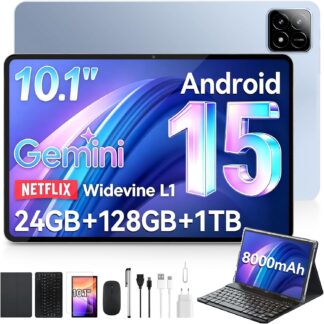Tablet xixaomiro S11, 10,1 Polegadas Android 15, 12+12GB RAM, 128GB ROM, Tela IPS Full HD 1920×1200, Bateria 8000mAh, Wi-Fi 6, Bluetooth 5.0, Carregamento Rápido