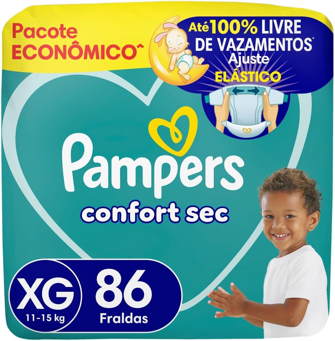 Fralda Pampers Confort Sec Tamanho XG, 86 Unidades