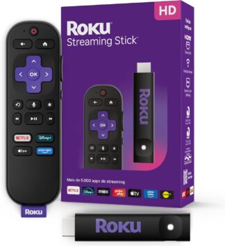Roku Streaming Stick HD 2025 | Dispositivo de streaming para TV HD/FHD com controle remoto por comando de voz compatível com Alexa, Siri e Google Roku Streaming Stick HD 2025 | Dispositivo de streaming para TV HD/FHD com controle remoto por comando de voz compatível com Alexa, Siri e Google