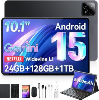 Tablet xixaomiro S11, 10,1 Polegadas Android 15, 12+12GB RAM, 128GB ROM, Tela IPS Full HD 1920×1200, Bateria 8000mAh, Wi-Fi 6, Bluetooth 5.0, Carregamento Rápido