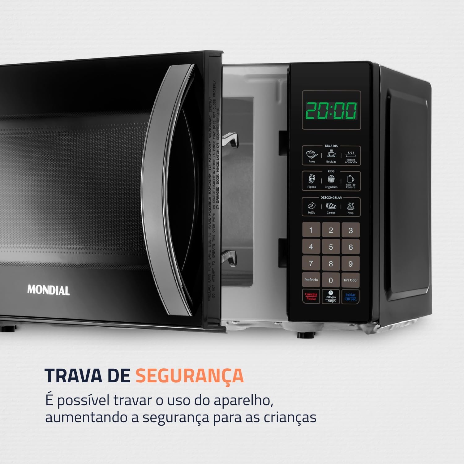 MONDIAL Micro-Ondas, Preto, 1200W, 220V - MO-01-21-B - Imagem 5