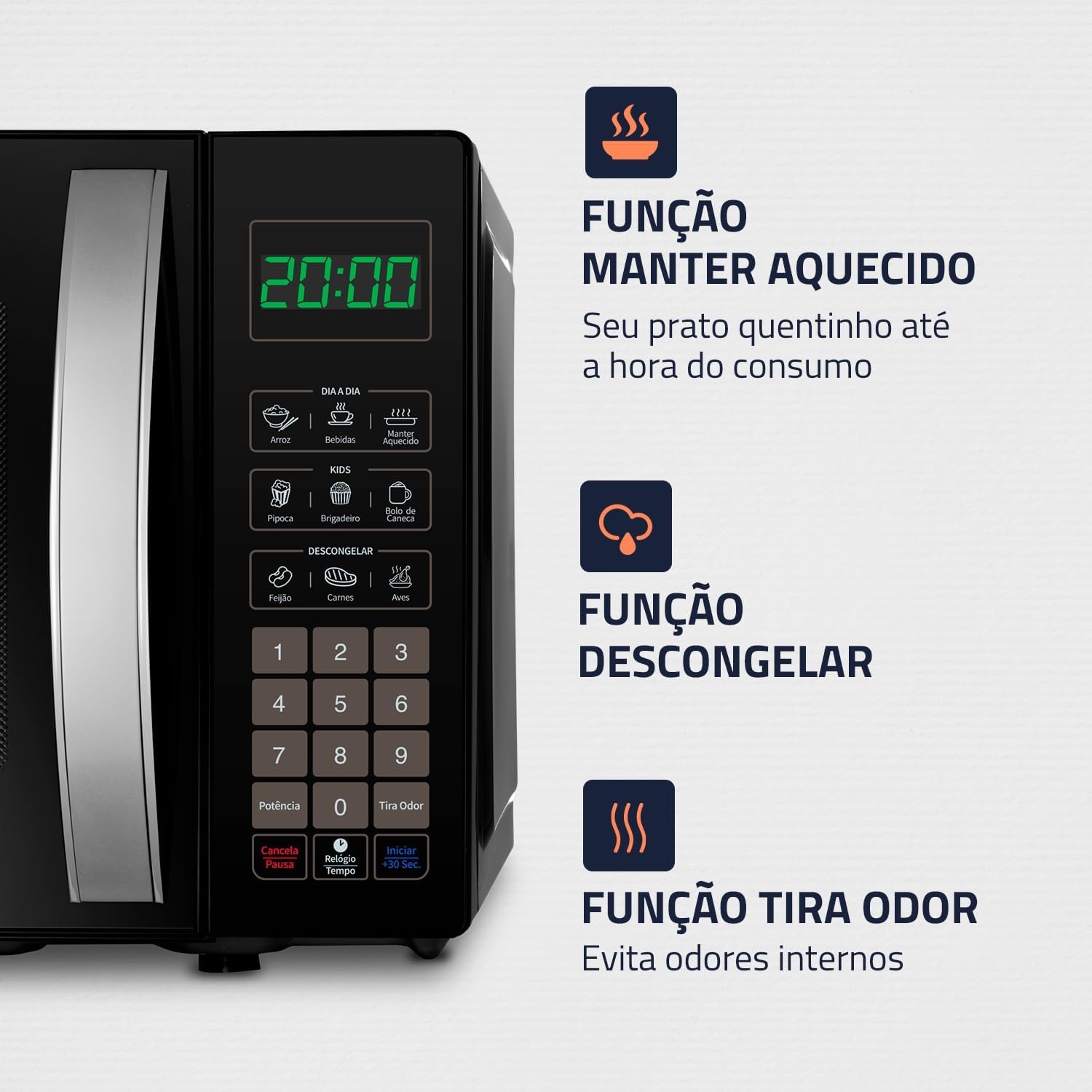 MONDIAL Micro-Ondas, Preto, 1200W, 220V - MO-01-21-B - Imagem 3