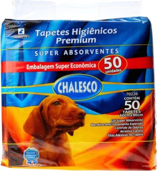 Chalesco Tapete Higiênico Premium para Cães 90 x 60 cm – Super Absorção, Controle de Odores e Base Antivazamento | 50 Unidades Chalesco Tapete Higiênico Premium para Cães 90 x 60 cm – Super Absorção, Controle de Odores e Base Antivazamento | 50 Unidades