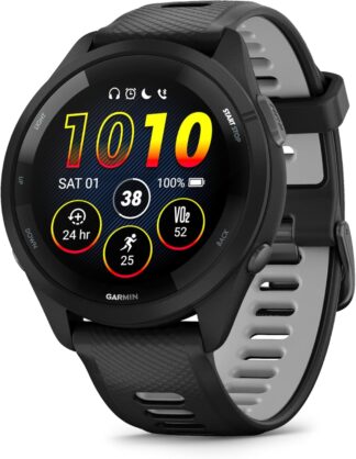 Garmin Relógio Forerunner 265 Music Preto com Cinza 46mm com Monitor Cardíaco de Pulso e GPS