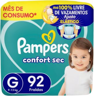 Fralda Pampers Confort Sec Tamanho G, 92 Unidades Fralda Pampers Confort Sec Tamanho G, 92 Unidades
