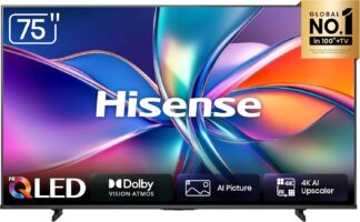 Hisense Smart TV UHD 4K Hi-QLED 75″ Polegadas 75Q6QV com HDR10+, Dolby Atmos, Sports Mode, Game Mode Plus e Compatível com Alexa